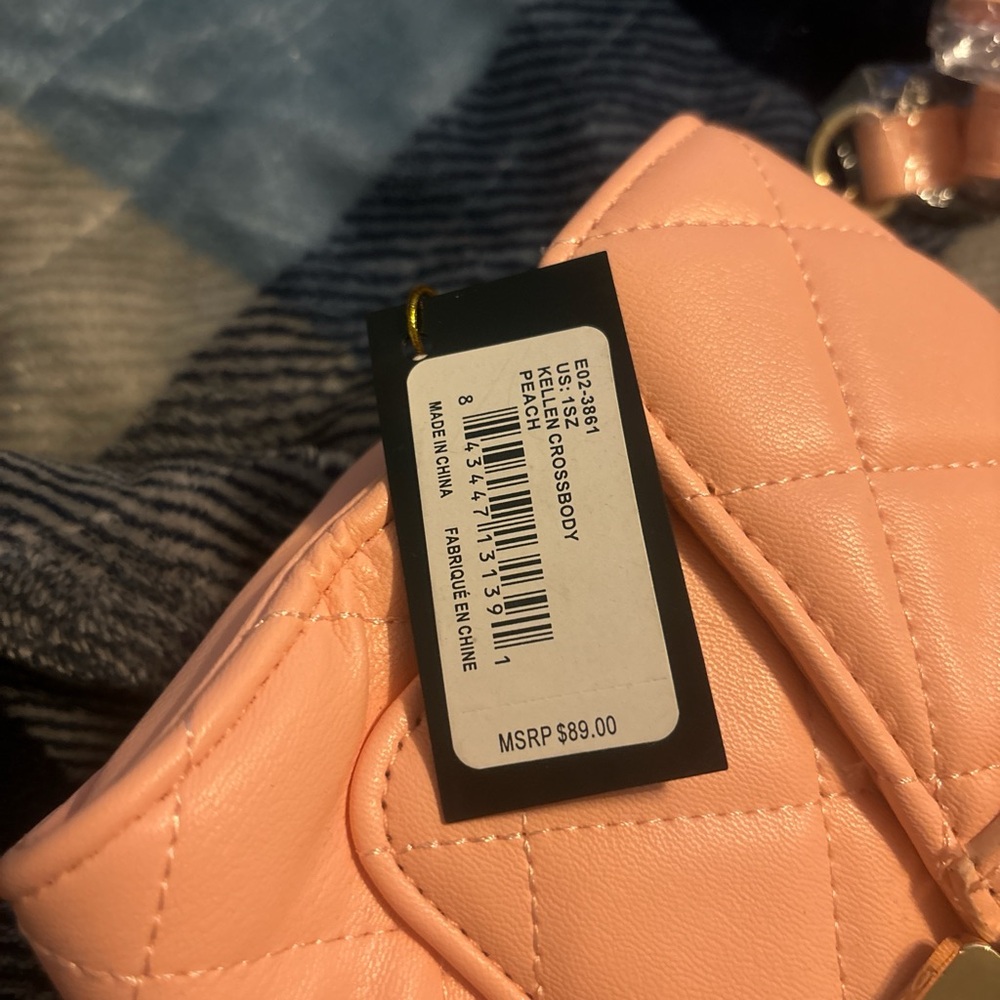 Vegan Leather Crossbody Bag - Peach